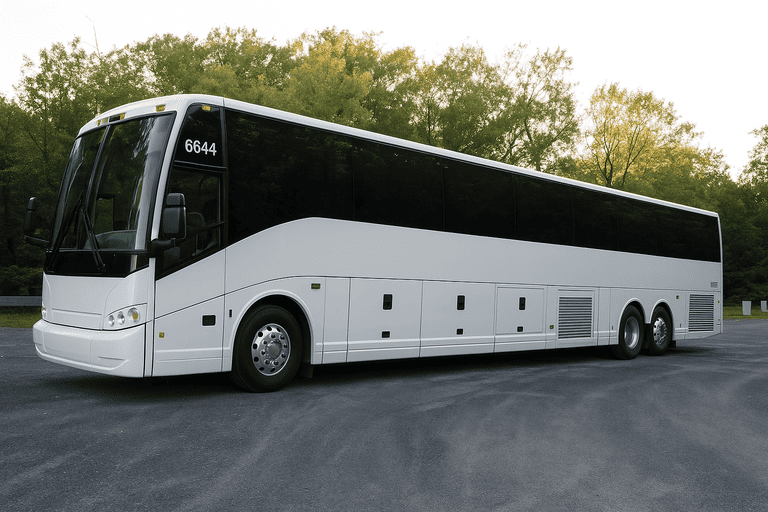 exterior of Charter Bus Rental Skokie coach bus